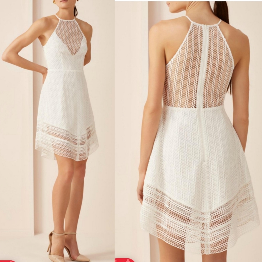 Keepsake the Label All Night White Lace Mini Dress
